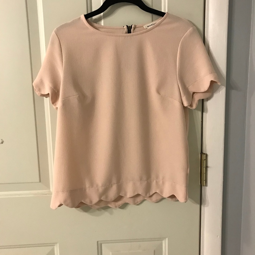 Monteau Blush Pink Scallop Top